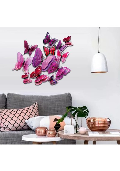 24 Adet 3D Kelebek Duvar Çıkartmaları Çıkarılabilir Kelebek Dekor Kızlar Için Çıkartmalar Çocuk Yatak Odası ve Oda Dekorasyon Sanatsal Fresk Çift Katmanlı Mor (Yurt Dışından) modelleri