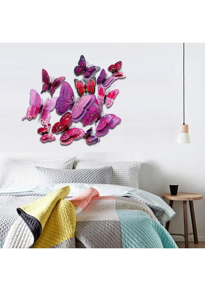 24 Adet 3D Kelebek Duvar Çıkartmaları Çıkarılabilir Kelebek Dekor Kızlar Için Çıkartmalar Çocuk Yatak Odası ve Oda Dekorasyon Sanatsal Fresk Çift Katmanlı Mor (Yurt Dışından) fırsatları