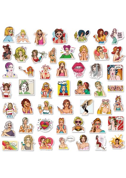 Hip Hop Pop Kız Çıkartmaları, 50'li Set, Suya Dayanıklı ve Uv Dirençli, Tüm Aletleriniz Için Harika (Yurt Dışından) modelleri