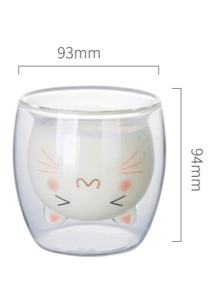 Sevimli Kahve Fincanı Kedi Çay Bardağı Süt Çift Katmanlı Şeffaf Yalıtımlı Cam Espresso Kupa Eğlenceli Hediye (Kedi Kupa) (Yurt Dışından)