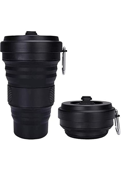 Katlanabilir Seyahat Kupası - 1 Paket Silikon Katlanır Kamp Kupası Kapaklı Spor Şişe - Genişletilebilir Haşlanmaya Karşı Korumalı Içme Bardağı - 19 Oz Taşınabilir Şişe (Siyah) (Yurt Dışından)