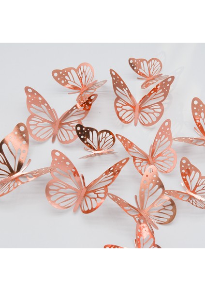 12 Adet 3D Metal Doku Üç Boyutlu Hollow Kelebek Duvar Etiketi D Gül Altın (Yurt Dışından) indirimleri