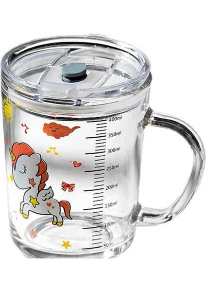 Lesgos Çocuklar Için Pipetli Süt Bardağı, 400ML Şeffaf Cam Içmeyi Öğrenin Eğitmen Kupası, Yeni Yürümeye Başlayan Çocuklar Için Sızdırmaz Kapaklı Güzel Mikrodalga Güvenli Içme Kupa (Yurt Dışından)