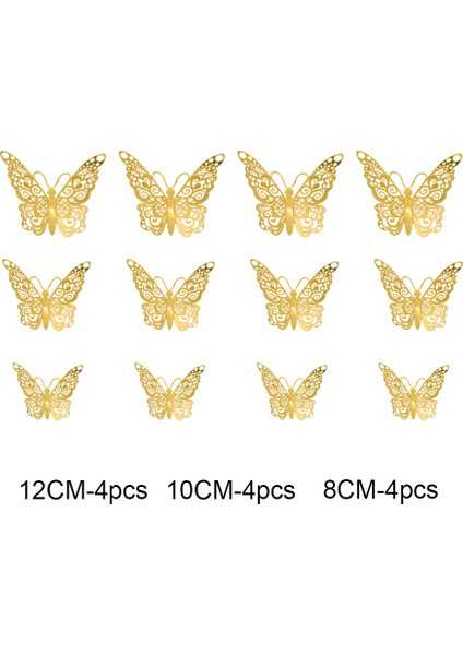 12 Adet 3D Metal Doku Stereo Hollow Kelebek Duvar Etiketi HB012 Inci Siyah (Yurt Dışından) fiyatları