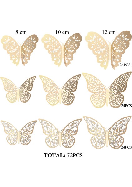 72 Parça 3D Kelebek Duvar Çıkartmaları Etiket Duvar Çıkartması Dekor Sanat Dekoratif Etiket Oda Ev Kreş Sınıf Ofisler Çocuklar Kız Erkek Yatak Odası Oturma Odası Dekoru Için 3 Boyu (Yurt Dışından) fırsatları
