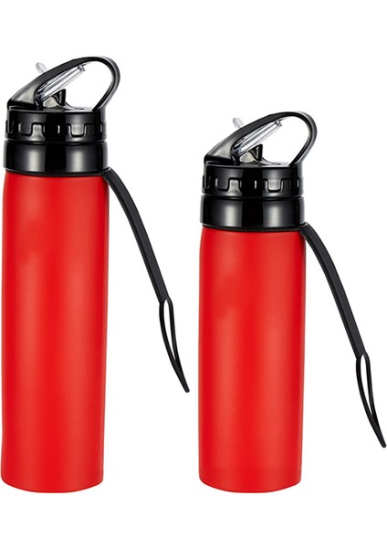 Açık Spor Silikon Su Şişesi Dağcılık Sürme Taşınabilir Su Şişesi Silikon Katlanır Su Bardağı Kırmızı 600 ml (Yurt Dışından)