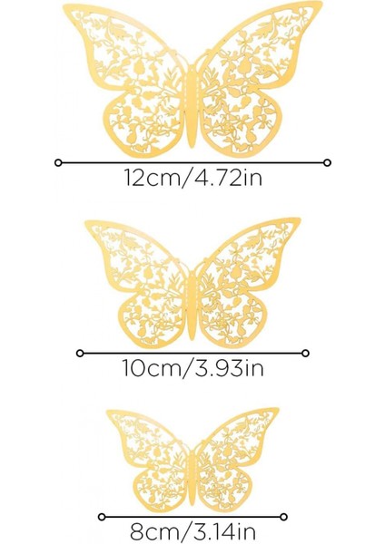 24 Adet 3D Kelebek Duvar Çıkartmaları 3 Boyutları Kelebek Duvar Çıkartmaları Odası Duvar Dekorasyonu Yatak Odası Parti Düğün Dekorları Için (Altın) (Yurt Dışından) fiyatları