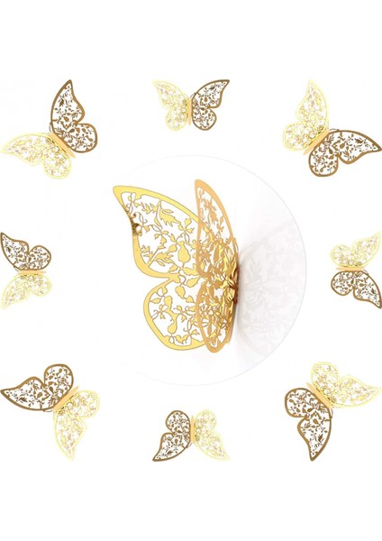 24 Adet 3D Kelebek Duvar Çıkartmaları 3 Boyutları Kelebek Duvar Çıkartmaları Odası Duvar Dekorasyonu Yatak Odası Parti Düğün Dekorları Için (Altın) (Yurt Dışından) modelleri