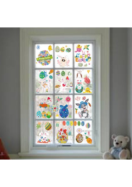 Tatil Pencere Dekorasyonu Için 110 Adet Paskalya Pencere Etiketi, Tavşan Yumurtası Statik Pencere Etiketi Pencere Camı Kapı Etiketi 9 Sayfa, Yeniden Kullanılabilir Pvc Pencere Etik (Yurt Dışından)