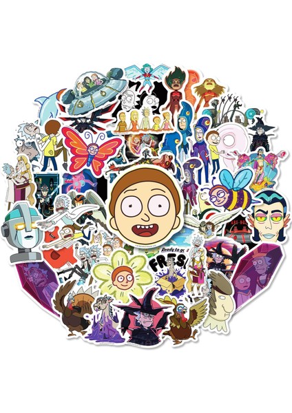 Uçan Daire Rick ve Morty Suluboya Vinil Çıkartmalar, 50'li Set, Suya Dayanıklı ve Uv Dirençli, Tüm Aletleriniz Için Mükemmel (Yurt Dışından)