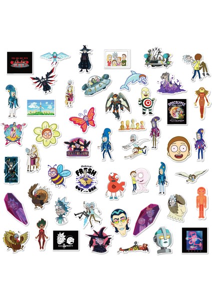 Uçan Daire Rick ve Morty Suluboya Vinil Çıkartmalar, 50'li Set, Suya Dayanıklı ve Uv Dirençli, Tüm Aletleriniz Için Mükemmel (Yurt Dışından)