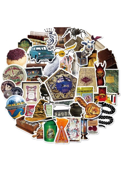 Harry Potter Suluboya Vinil Çıkartmalar, 50'li Set, Suya Dayanıklı ve Uv Dirençli, Tüm Aletleriniz Için Harika, Sihirli Değnek Bavul Guita (Yurt Dışından)