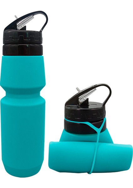 Açık Spor Bisiklet Su Bardağı Katlanabilir Gıda Sınıfı Silikon Dağcılık Su Şişesi Tavuskuşu Mavisi 500ML (Yurt Dışından)