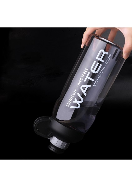 Büyük Kapasiteli Uzay Bardağı Plastik Su Bardağı Öğrenci Taşınabilir El Fincan Erkekler ve Kadınlar Için Yaratıcı Süper Büyük Spor Fincan Siyah 2000ML (Yurt Dışından)