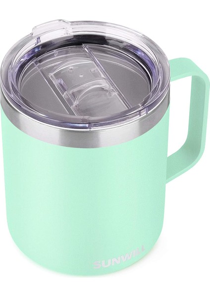 14 Oz Kahve Kupa, Kapaklı Vakum Yalıtımlı Kamp Kupa, Çift Duvar Paslanmaz Çelik Seyahat Bardak Bardak, Kahve Termos Dış Mekan, Açık Renk (Yurt Dışından)