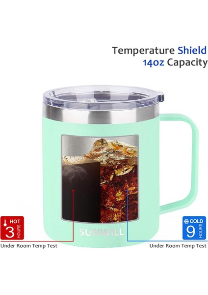 14 Oz Kahve Kupa, Kapaklı Vakum Yalıtımlı Kamp Kupa, Çift Duvar Paslanmaz Çelik Seyahat Bardak Bardak, Kahve Termos Dış Mekan, Açık Renk (Yurt Dışından) modelleri
