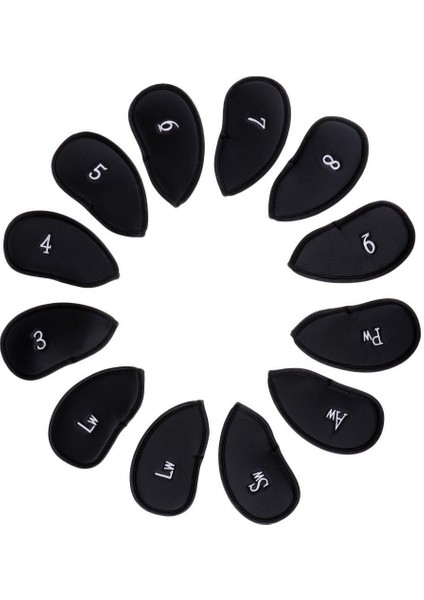 Toplu 12 Golf Kulübü Demir Kafa Kapakları Set Sol Sol Siyah Için Koruyucu Kılıf (Yurt Dışından) fiyatları