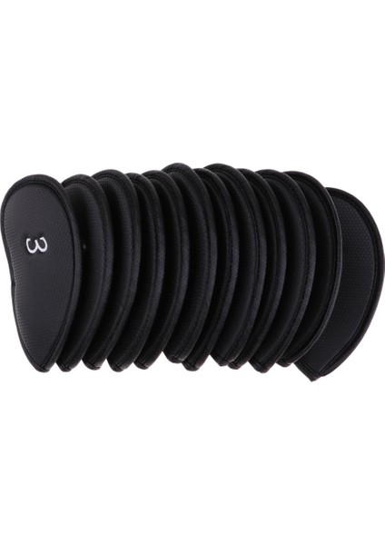 Toplu 12 Golf Kulübü Demir Kafa Kapakları Set Sol Sol Siyah Için Koruyucu Kılıf (Yurt Dışından) fırsatları