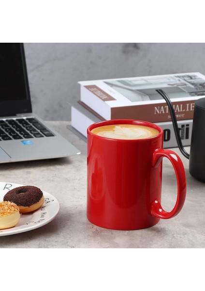 12 OZ Ekstra Büyük Seramik Kahve Kupa, Klasik Porselen Süper Büyük Çay Bardağı Ofis ve Ev için Kulplu, Kırmızı (Yurt Dışından) fiyatları