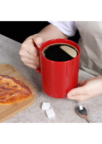 12 OZ Ekstra Büyük Seramik Kahve Kupa, Klasik Porselen Süper Büyük Çay Bardağı Ofis ve Ev için Kulplu, Kırmızı (Yurt Dışından) fırsatları