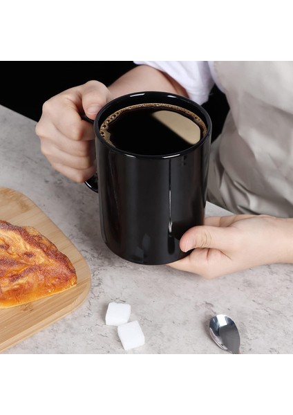 12 Oz Ekstra Büyük Seramik Kahve Kupa, Ofis ve Ev Için Kulplu Klasik Porselen Süper Büyük Çay Bardağı, Siyah (Yurt Dışından) modelleri