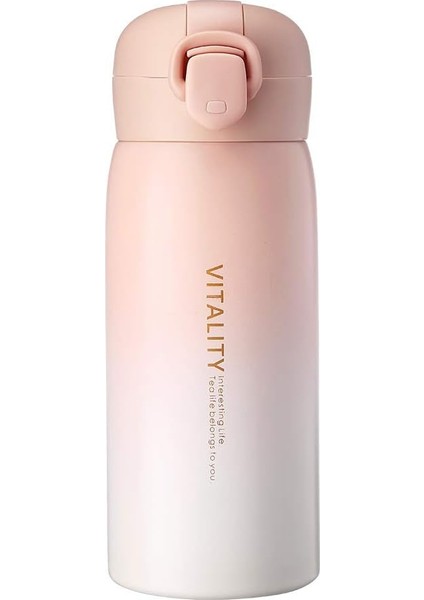 304 Paslanmaz Çelik Yalıtımlı Su Şişesi Bir Yandan Açık Termos Vakum Bardak Taşınabilir Seyahat Kupa Spor Bardak Şişesi Çift Katmanlı (Pembe) (Yurt Dışından)