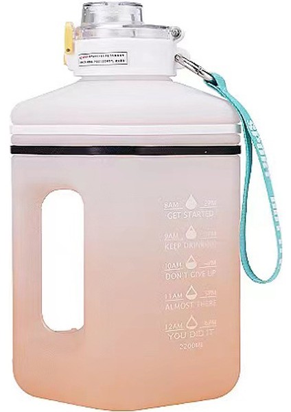 Ton Ton Bardak Kova Pot Süper Büyük Kapasiteli Spor Açık Hava Sporları Su Şişesi Plastik Soğuk Su Bardağı 2.2l Degrade Beyaz (Yurt Dışından)