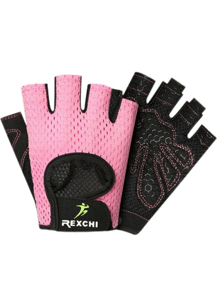 Spor Eldivenleri Yarım Parmak Bayan Koruma Dambıl Yatay Çubuk Egzersiz Bisiklet Dağcılık Kaymaz Nefes Alabilir (M,XG07 Pembe) (Yurt Dışından)