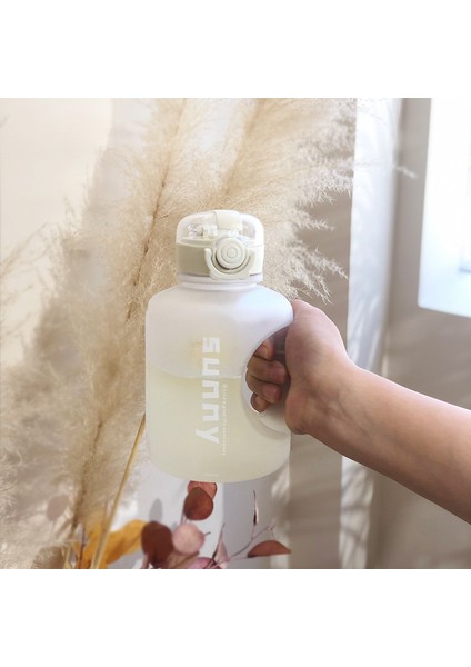 Süper Kapasiteli Spor Su Bardağı Kızlar Yoga Şişesi Şişesi Net Kırmızı Ton Varil Yüksek Değerli Uzay Bardağı Buzlu Beyaz 1000 ml (Yurt Dışından)