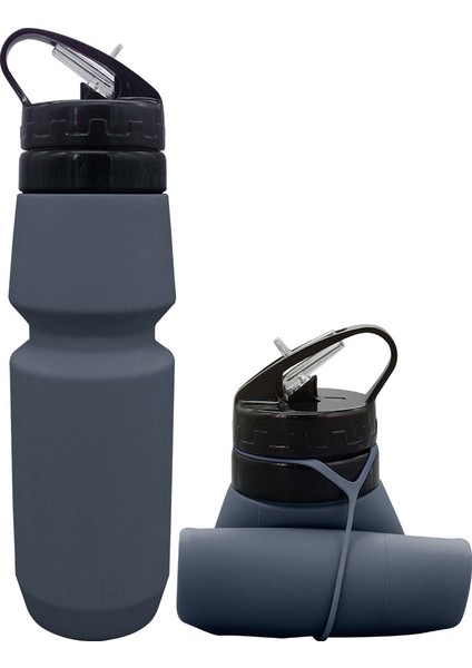 Açık Spor Bisiklet Su Bardağı Katlanabilir Gıda Sınıfı Silikon Dağcılık Su Isıtıcısı Meiyu Siyah 500ML (Yurt Dışından)