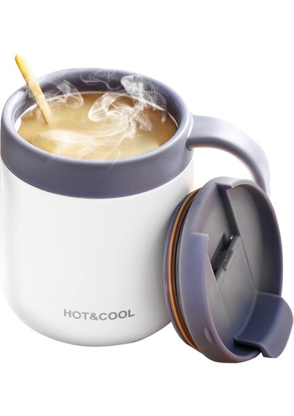 Kahve Kupa,13 Oz Yalıtımlı Kahve Kupa Dudaklı, Paslanmaz Çelik Kahve Kupa Saplı, Yeniden Kullanılabilir Yalıtımlı Kupa, Kahve Bardağı, Çay Bardakları, Beyaz (Yurt Dışından)