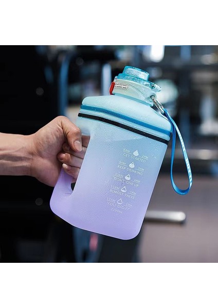 Ton Ton Bardak Kova Pot Süper Büyük Kapasiteli Spor Açık Hava Sporları Su Şişesi Plastik Soğuk Su Bardağı 2.2l Degrade Mavi (Yurt Dışından)