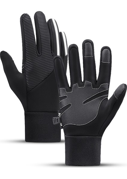 Kış Termal Eldiven Erkek Kadın Dokunmatik Ekran Suya Dayanıklı Rüzgar Geçirmez Kaymaz Isıtmalı Eldiven Eller Sıcak (S, Siyah) (Yurt Dışından)