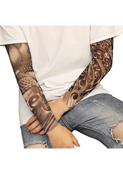 Sahte Geçici Dövme Kollu Yetişkin Kadın Erkek Elastik Kol Çorap Üzerinde Kayma Unisex Parti Cadılar Bayramı Dövme Biker Güneş Bloğu 1 PAIR-GKK026 (Yurt Dışından) indirimleri