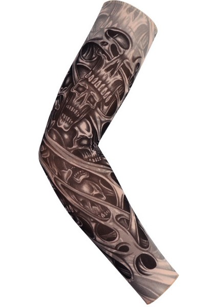 Sahte Geçici Dövme Kollu Yetişkin Kadın Erkek Elastik Kol Çorap Üzerinde Kayma Unisex Parti Cadılar Bayramı Dövme Biker Güneş Bloğu 1 PAIR-GKK022 (Yurt Dışından)