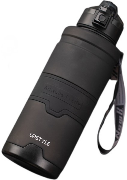 Tritan Malzeme Büyük Kapasiteli Taşınabilir Düşme Önleyici Spor Spor Şişesi Plastik Bardak 1500 ml Siyah (Yurt Dışından)