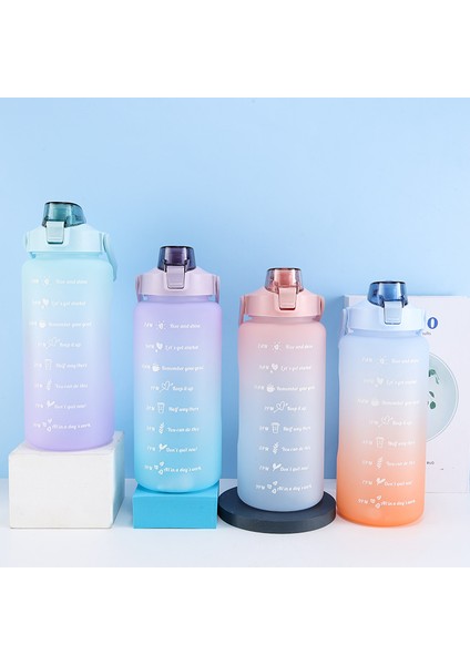 Degrade Renk Büyük Kapasiteli Buzlu Su Bardağı Saman Taşınabilir Açık Hava Sporları Su Şişesi Mavi 2000 ml (Yurt Dışından) indirimleri