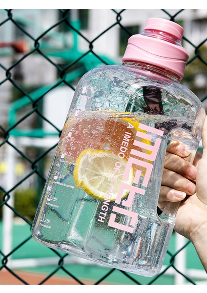 Yaz Yeni Plastik Bardak Spor Büyük Kapasiteli Spor Su Isıtıcısı Taşınabilir Açık Yüksek Sıcaklığa Dayanıklı Ton Ton Su Bardağı Hafif Toz 2.2l (Yurt Dışından)