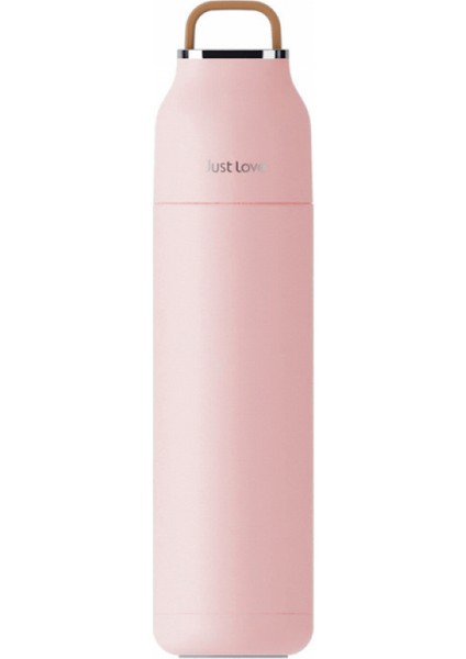 Yalıtım Kabı Kore Versiyonu Paslanmaz Çelik Su Bardağı Taşınabilir Öğrenci Erkek ve Kız Büyük Kapasiteli Bardak Pembe (Yurt Dışından)