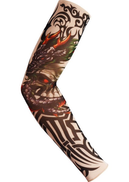 Sahte Geçici Dövme Kollu Yetişkin Kadın Erkek Elastik Kol Çorap Üzerinde Kayma Unisex Parti Cadılar Bayramı Dövme Biker Güneş Bloğu 1 PAIR-GKK015 (Yurt Dışından)