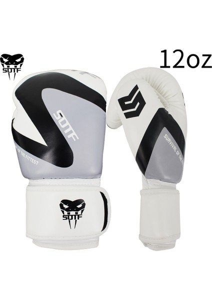 Eldivenler Erkek Boks Eldivenleri Ağır Hizmet Paketi Antrenman Eldivenleri Kadın Mma (Siyah Gri) 12OZ (Yurt Dışından)