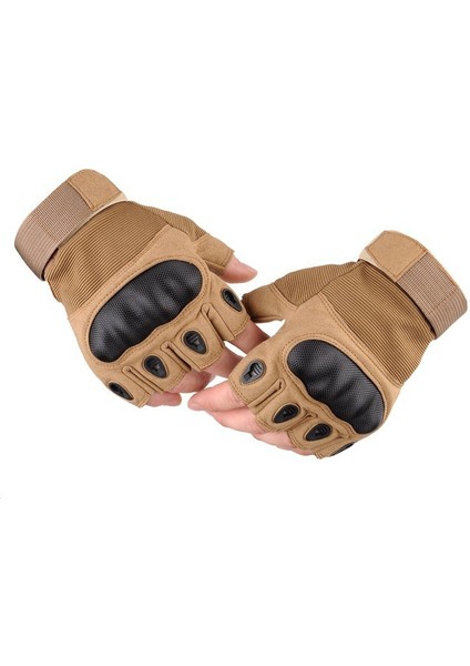 Dokunmatik Ekranlı Motosiklet Motokros Dirt Bike Yarışı Yokuş Aşağı Taktik Eldiven (Xl, Kurt Kahverengi Yarım Parmak) (Yurt Dışından)