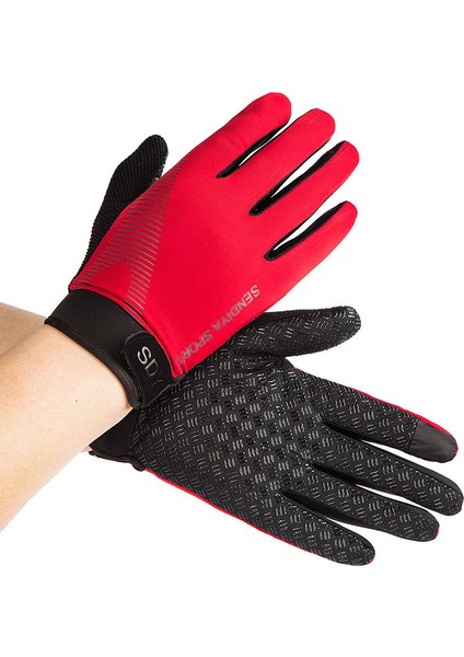 Bisiklet Eldivenleri, Rüzgar Geçirmez Dokunmatik Ekran Kaymaz Silikon Jel Eldiven, Erkek ve Bayan Için Astar Koşu Eldivenleri Kırmızı(L) (Yurt Dışından)