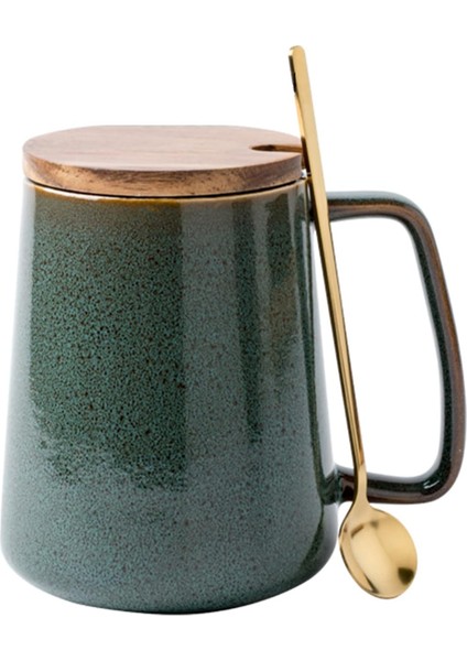 21OZ Büyük Saplı Ekstra Büyük Seramik Kahve Kupa,ofis ve Ev Için Jumbo Çay ve Kahve Fincanı,bulaşık Makinesi ve Mikrodalga Güvenli,kaşıklı ve Ahşap Kapaklı(Açık Yeşil,1) (Yurt Dışından)