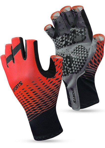 Ince Yarım Parmak Bisiklet Bisiklet Eldiven Darbeye Dayanıklı Bisiklet Nefes Kaymaz Esnek Dağ Spor Eldiven Erkekler Kadınlar Için-Kırmızı (Xl) (Yurt Dışından)