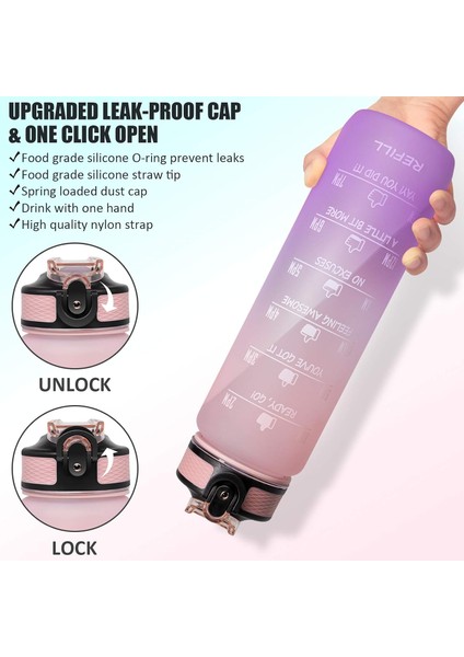 32 Oz Zaman Işaretleyici ve Pipetli Motivasyon Su Şişesi - Buzlu Taşınabilir Yeniden Kullanılabilir Fitness Spor 1l Erkekler Kadınlar Için Su Şişesi Çocuklar Öğrenci Ofis Spor Salo (Yurt Dışından) fiyatları