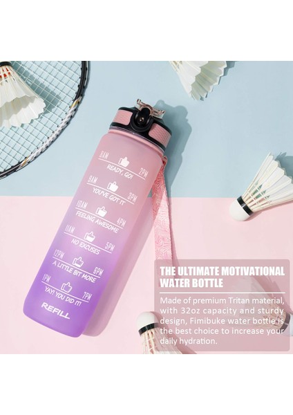 32 Oz Zaman Işaretleyici ve Pipetli Motivasyon Su Şişesi - Buzlu Taşınabilir Yeniden Kullanılabilir Fitness Spor 1l Erkekler Kadınlar Için Su Şişesi Çocuklar Öğrenci Ofis Spor Salo (Yurt Dışından) fırsatları