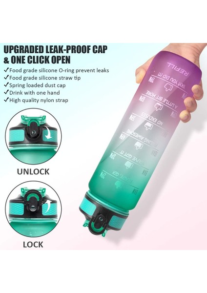 32 Oz Zaman Işaretleyici ve Pipetli Motivasyon Su Şişesi - Buzlu Taşınabilir Yeniden Kullanılabilir Fitness Sporu Erkekler Kadınlar Için 1l Su Şişesi Çocuklar Öğrenci Ofis Spor Sal (Yurt Dışından) fırsatları