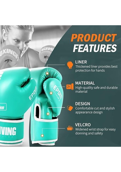 Boks Tekvando Karma Dövüş Sanatları Için Erkekler ve Kadınlar Için Boks Eldivenleri Maui Tayland Mma Ağır Çanta Dövüş Eğitimi Yeşil 14OZ (Yurt Dışından)