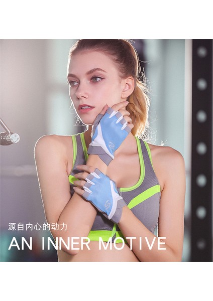 Yarım Parmak Bisiklet Eldiveni - Nefes Alabilir, Kaymaz - Parmaksız Şok Emici Eldiven, Erkek ve Kadın-Mavi(L) (Yurt Dışından) indirimleri